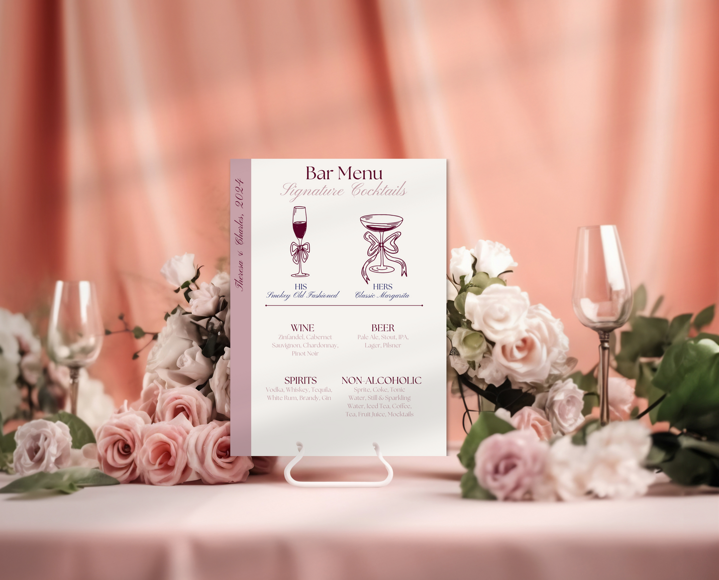 Luxury Wedding Bar Menu - The Blush Collection