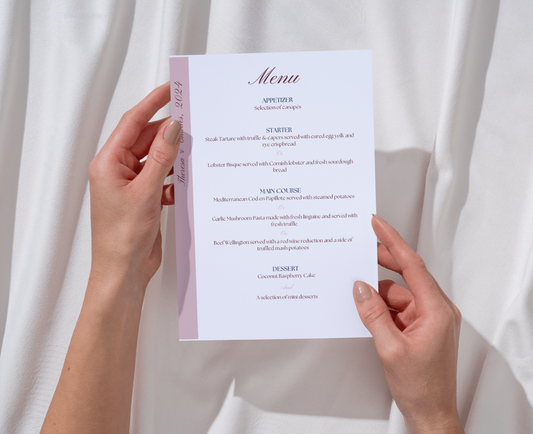 Luxury Wedding Menu - The Blush Collection