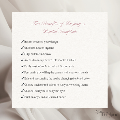 Luxury Wedding Bar Menu - The Blush Collection